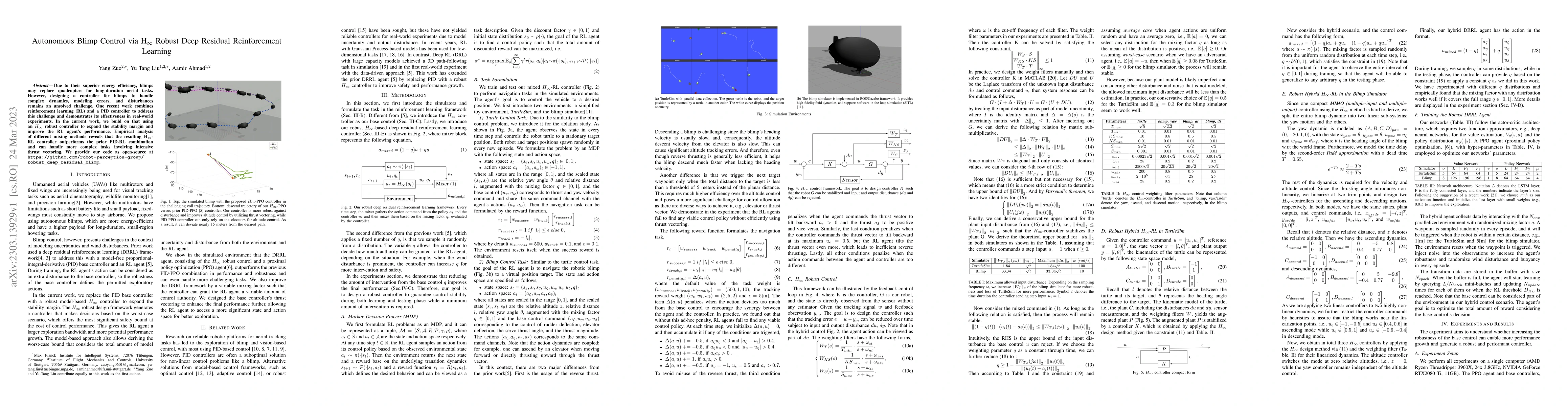 Thumbnail for Autonomous Blimp Control via H-infinity Robust Deep Residual
  Reinforcement Learning