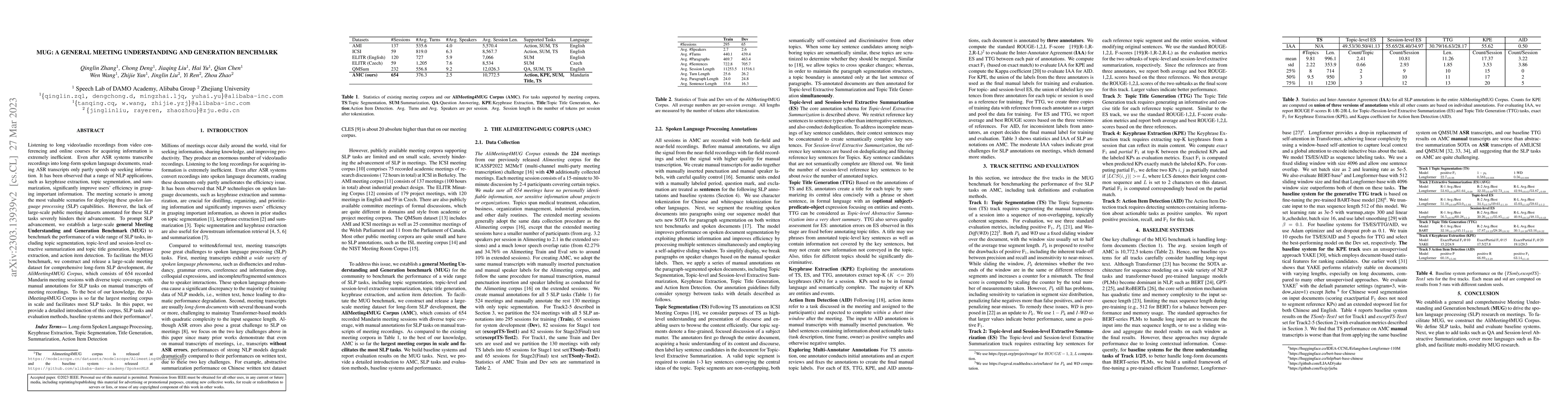 Thumbnail for MUG: A General Meeting Understanding and Generation Benchmark