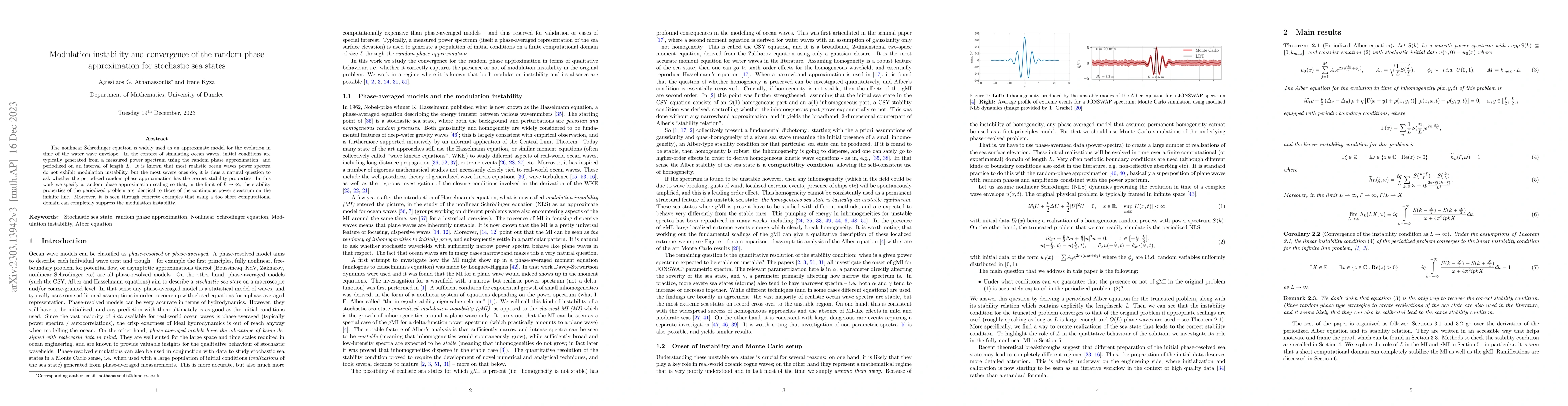 Thumbnail for Modulation instability and convergence of the random phase approximation
  for stochastic sea states