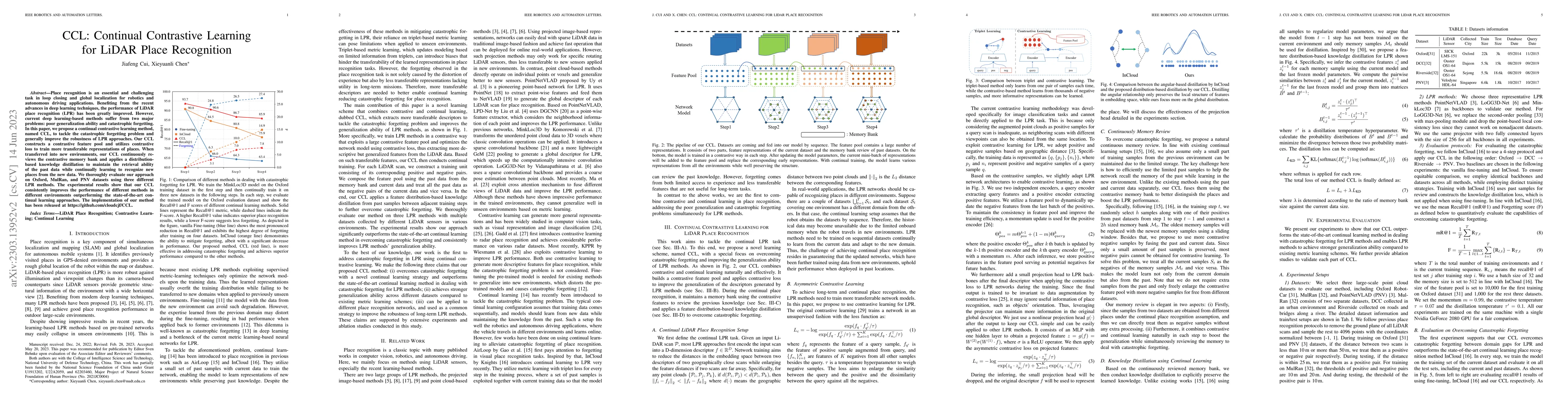 Thumbnail for CCL: Continual Contrastive Learning for LiDAR Place Recognition