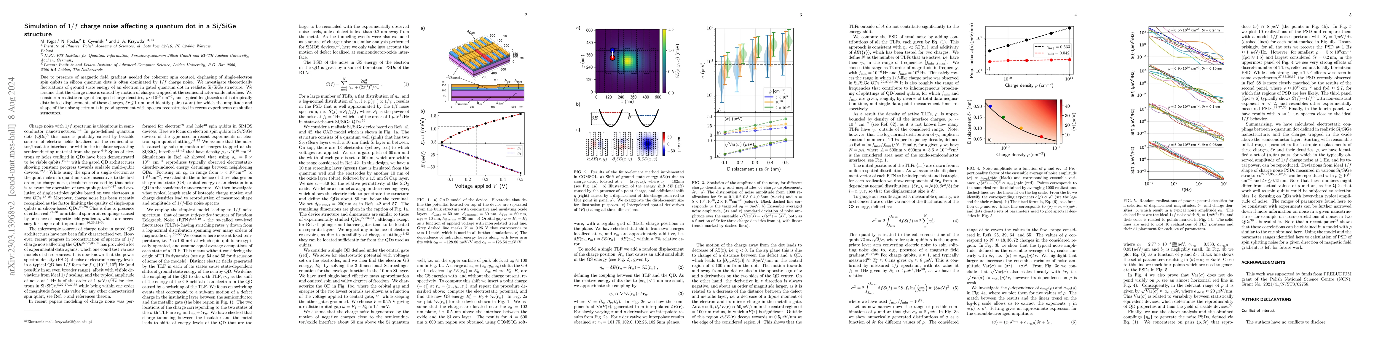 Thumbnail for Simulation of 1/f charge noise affecting a quantum dot in a Si/SiGe
  structure