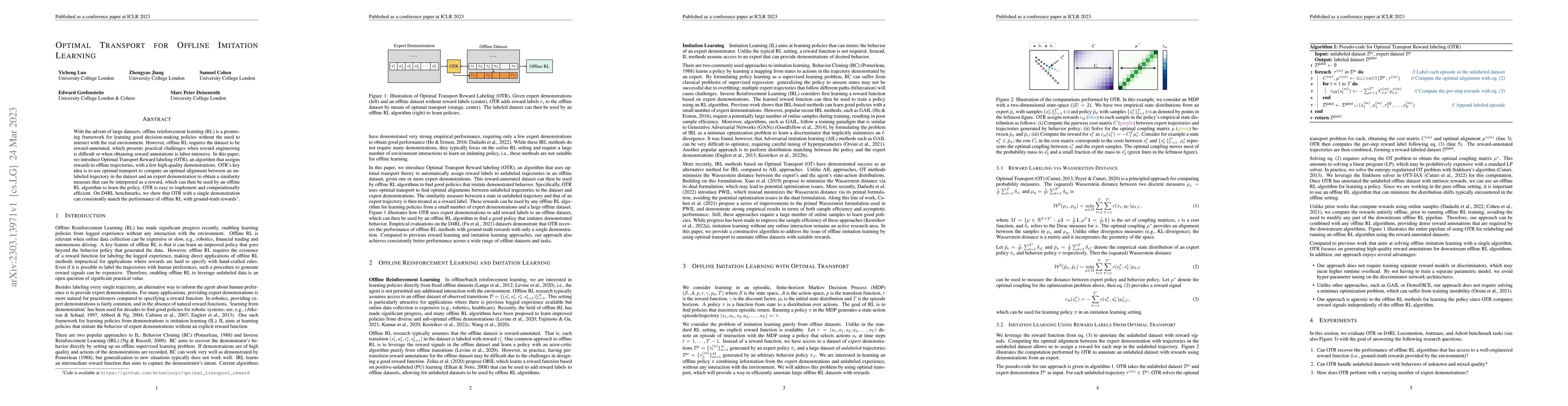 Thumbnail for Optimal Transport for Offline Imitation Learning