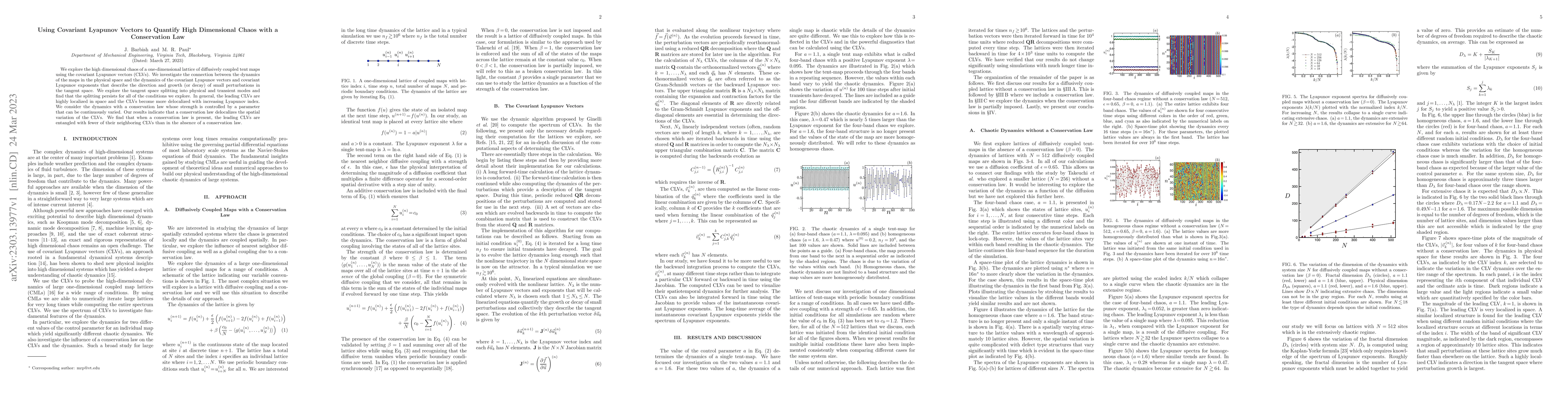 Thumbnail for Using Covariant Lyapunov Vectors to Quantify High Dimensional Chaos with
  a Conservation Law