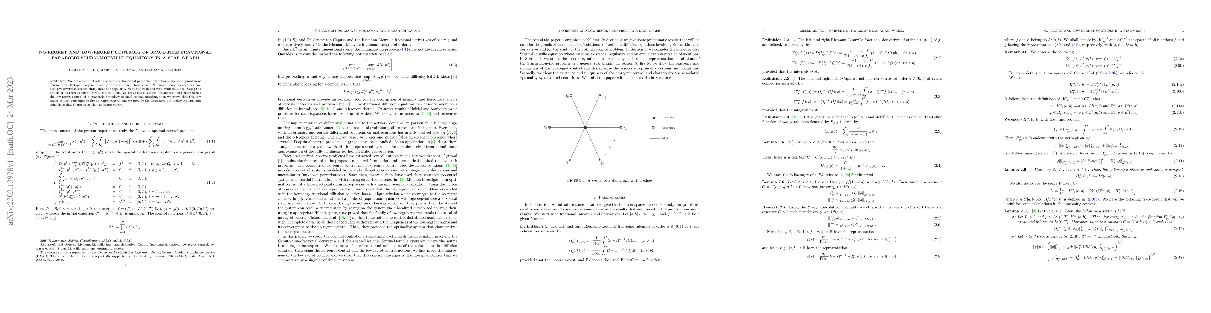 Thumbnail for No-regret and low-regret controls of space-time fractional parabolic
  Sturm-Liouville equations in a star graph