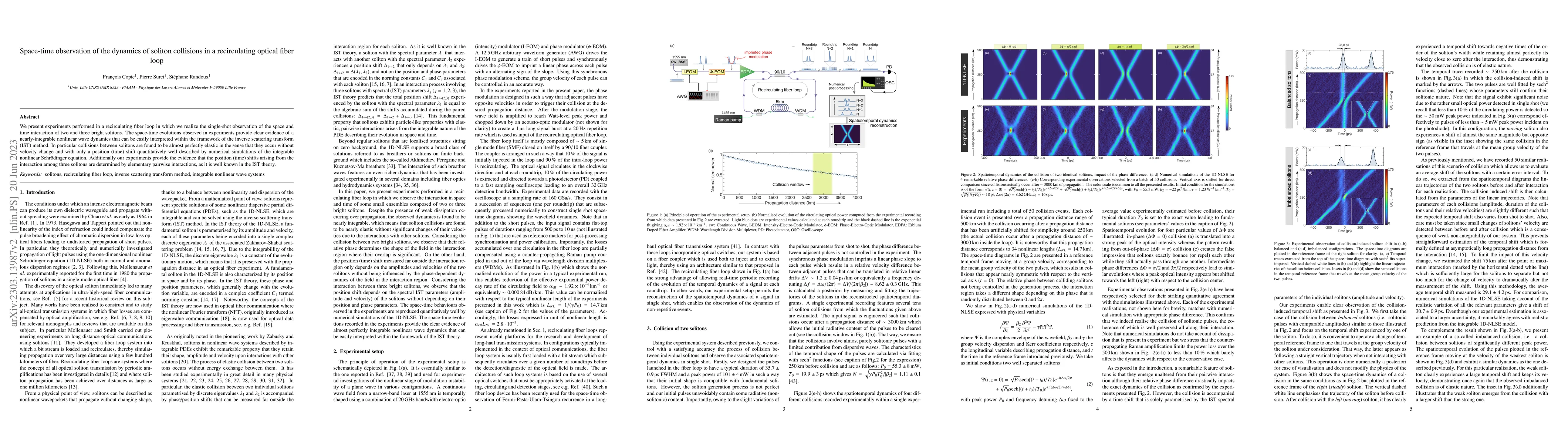 Thumbnail for Space-time observation of the dynamics of soliton collisions in a
  recirculating optical fiber loop