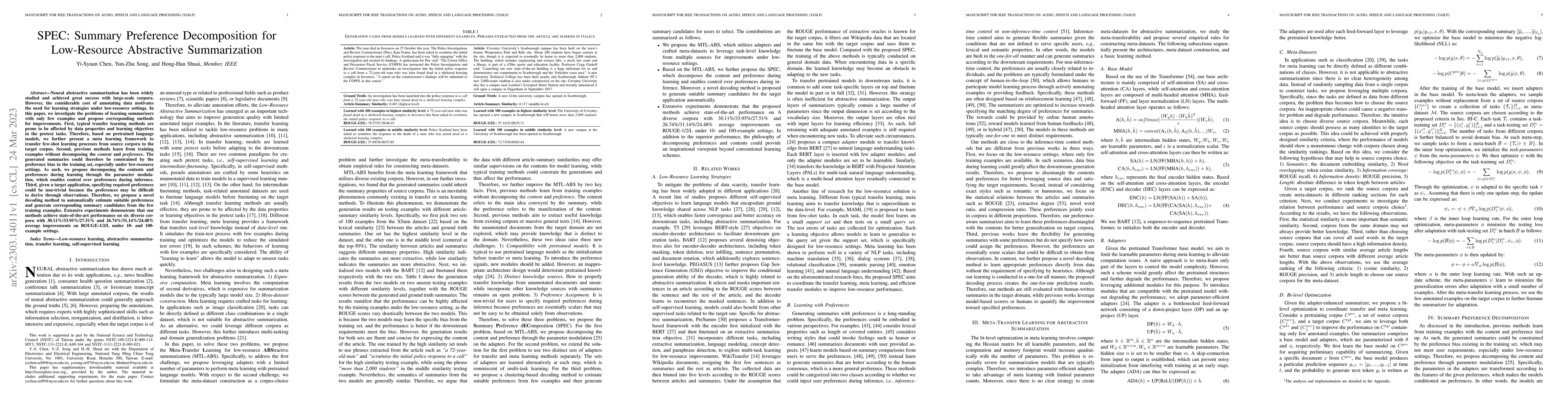 Thumbnail for SPEC: Summary Preference Decomposition for Low-Resource Abstractive
  Summarization