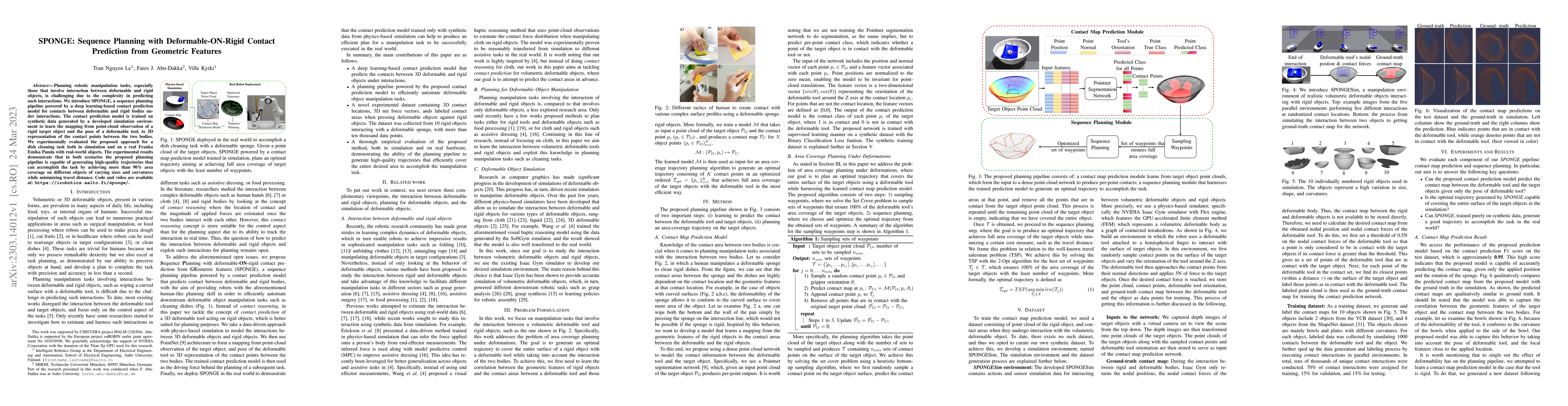 Thumbnail for SPONGE: Sequence Planning with Deformable-ON-Rigid Contact Prediction
  from Geometric Features
