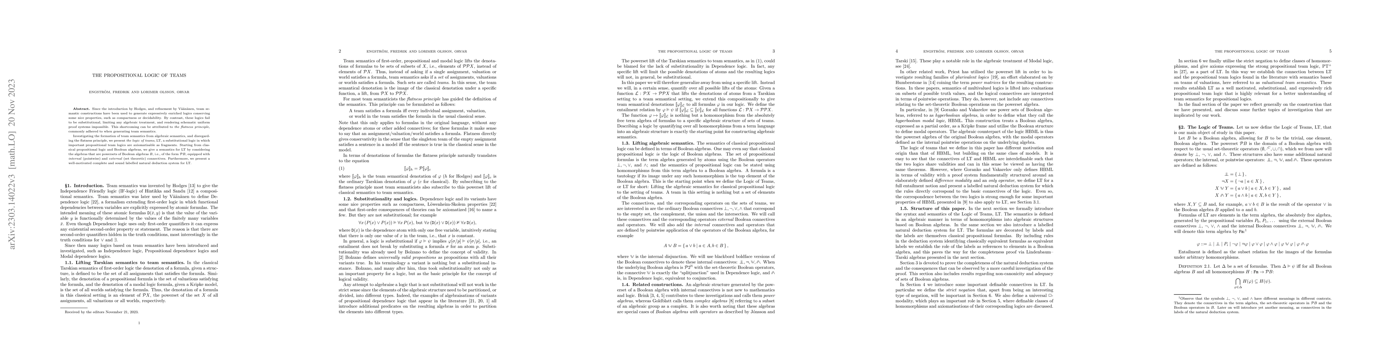 Thumbnail for The propositional logic of teams