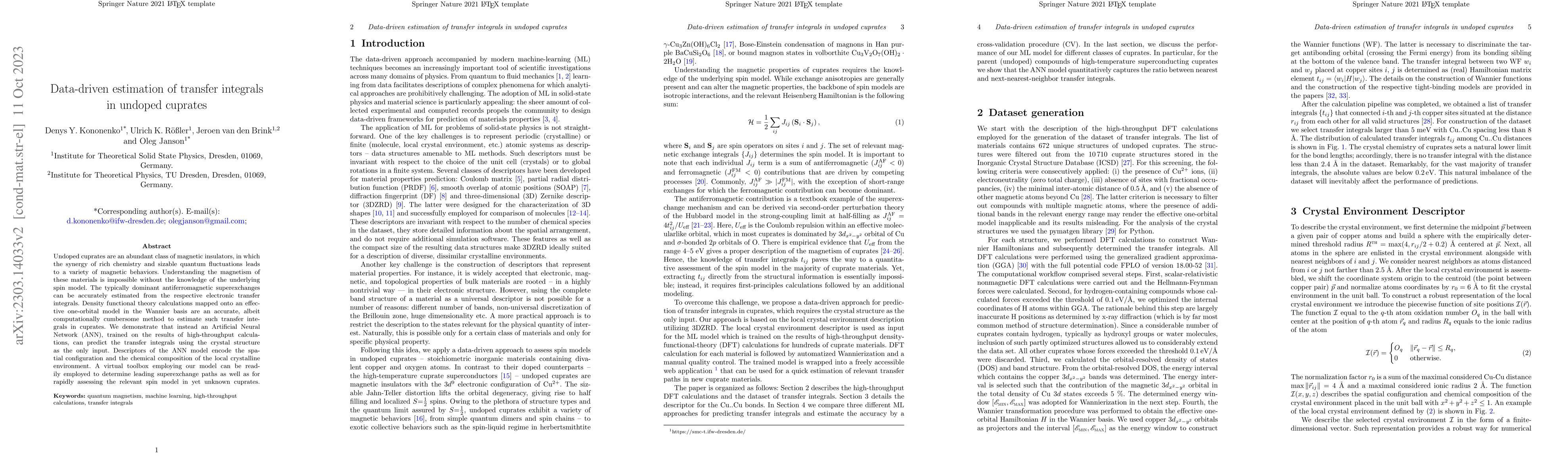 Thumbnail for Data-driven estimation of transfer integrals in undoped cuprates