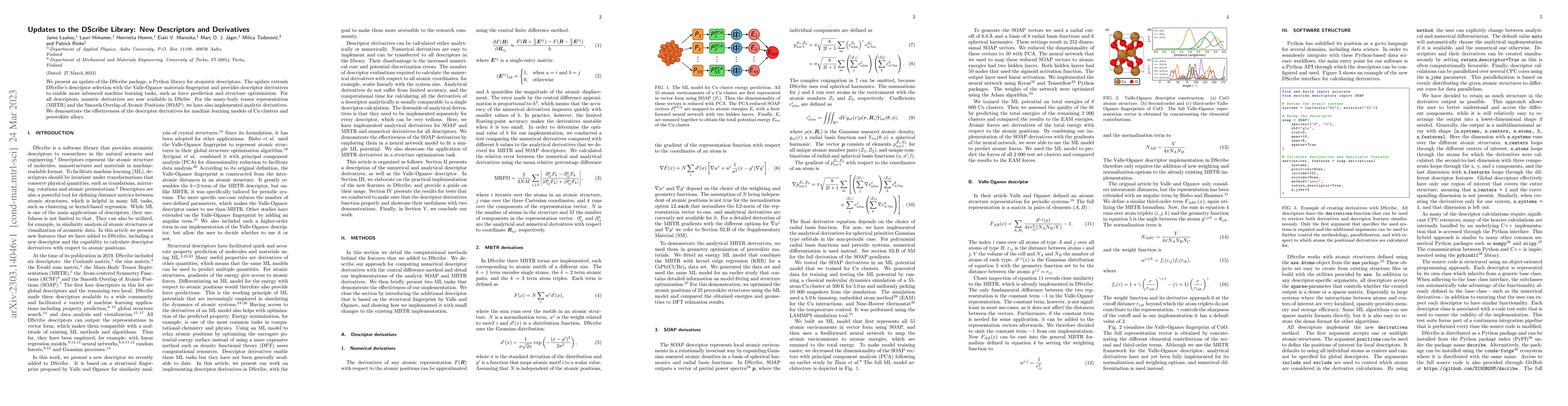 Thumbnail for Updates to the DScribe Library: New Descriptors and Derivatives