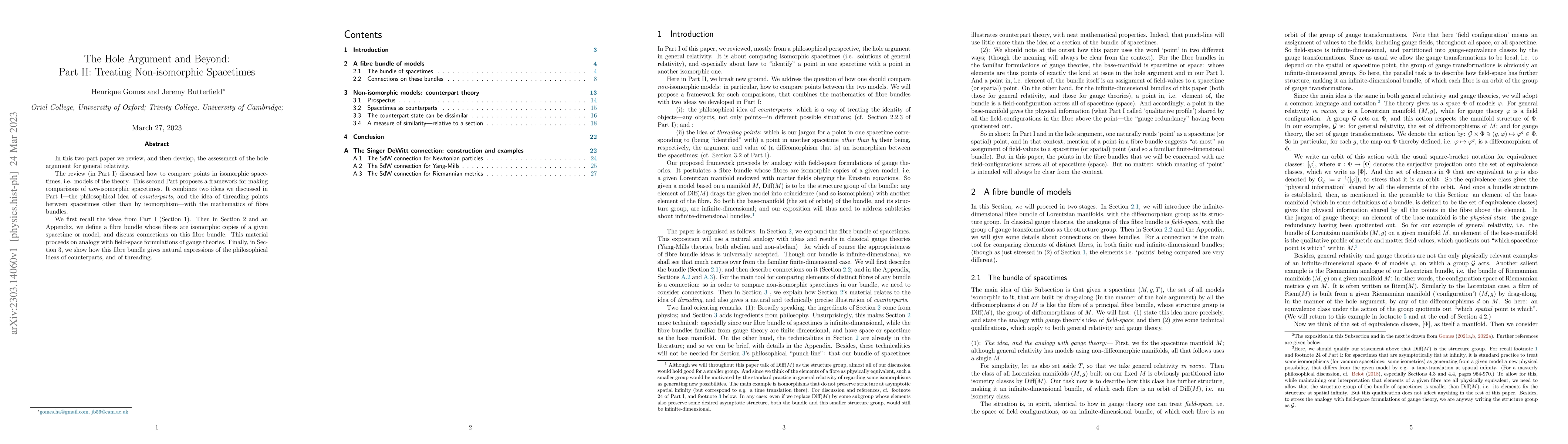 Thumbnail for The Hole Argument and Beyond, Part II: Treating Non-isomorphic
  Spacetimes