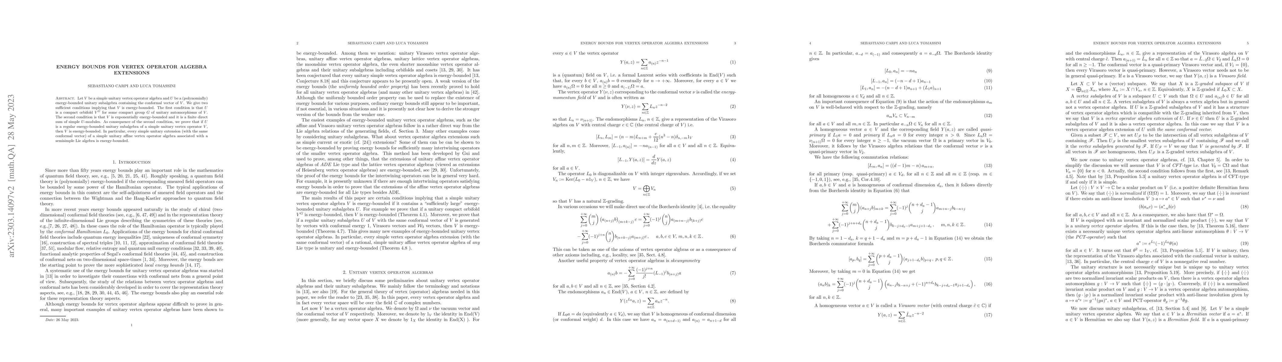 Thumbnail for Energy bounds for vertex operator algebra extensions