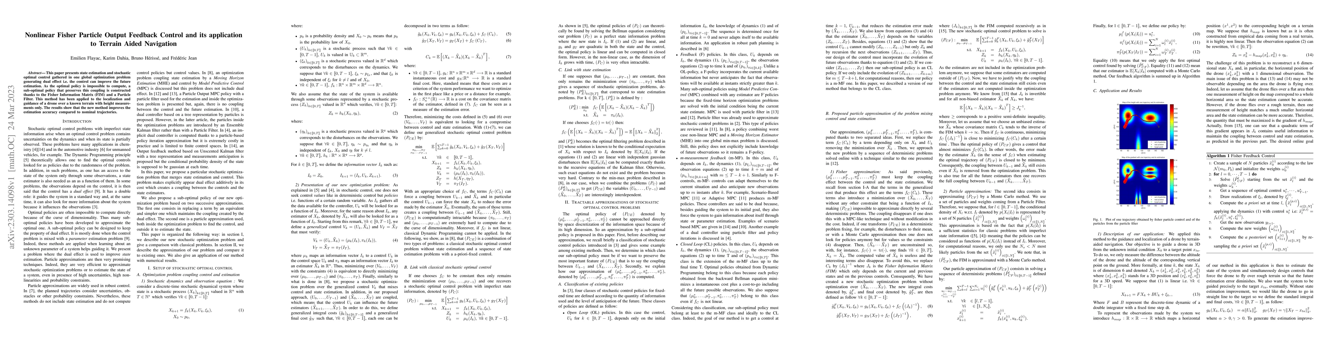Thumbnail for Nonlinear Fisher Particle Output Feedback Control and its application to
  Terrain Aided Navigation
