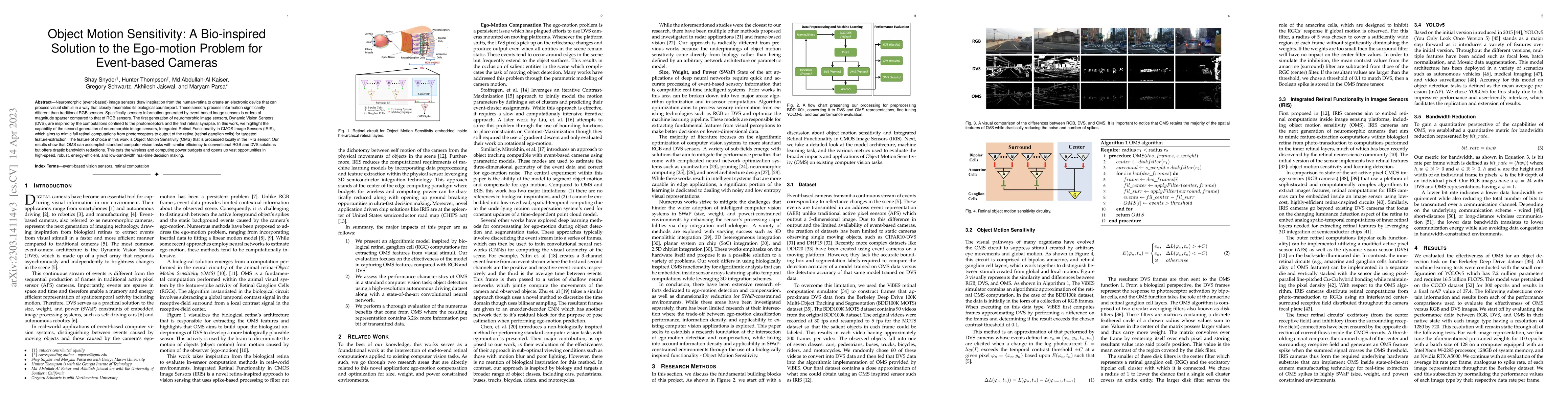 Thumbnail for Object Motion Sensitivity: A Bio-inspired Solution to the Ego-motion
  Problem for Event-based Cameras