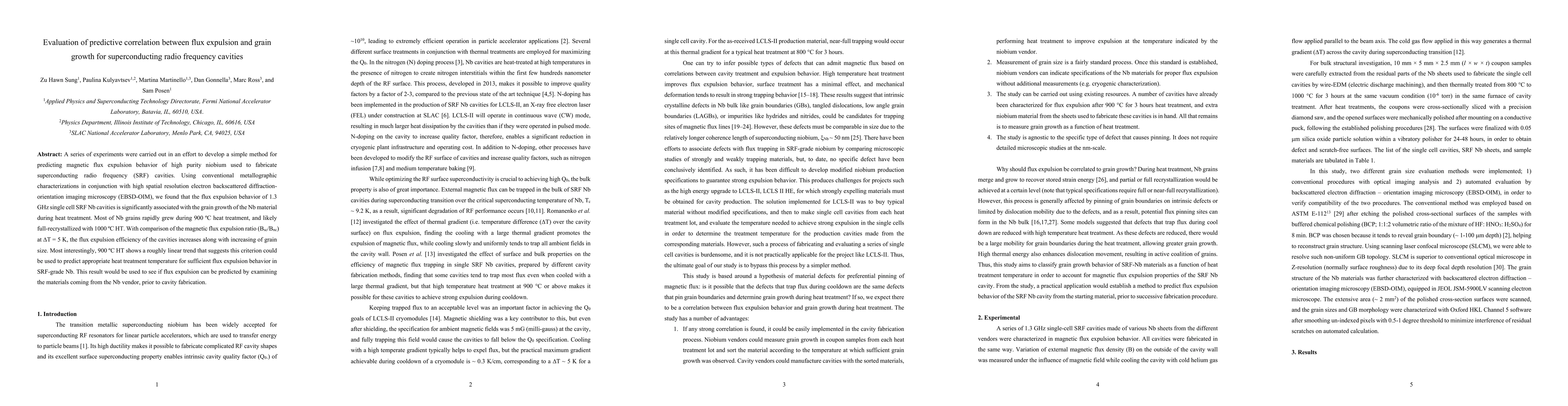 Thumbnail for Evaluation of predictive correlation between flux expulsion and grain
  growth for superconducting radio frequency cavities