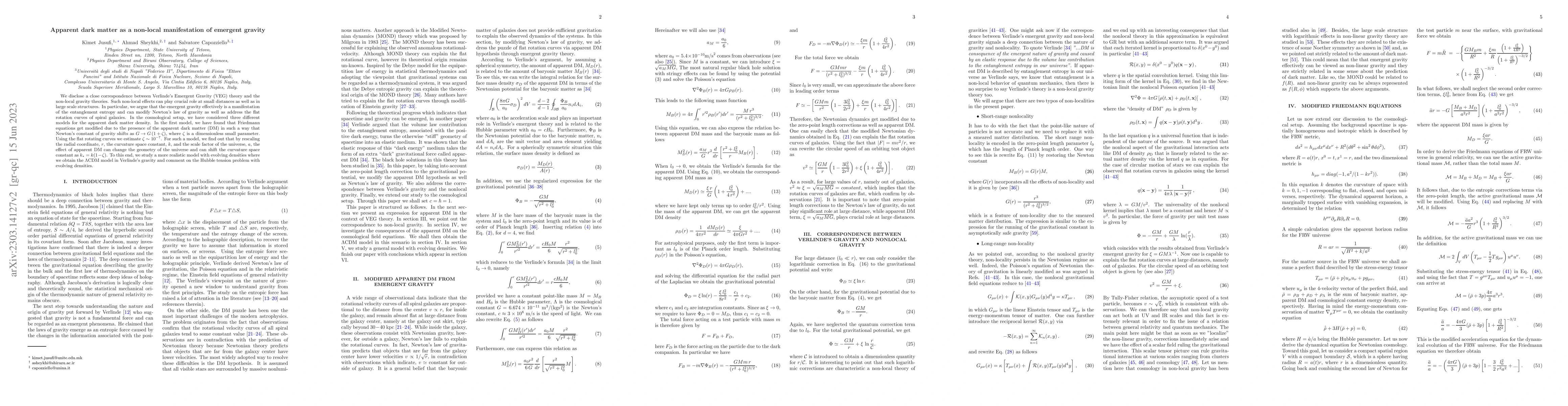 Thumbnail for Apparent dark matter as a non-local manifestation of emergent gravity