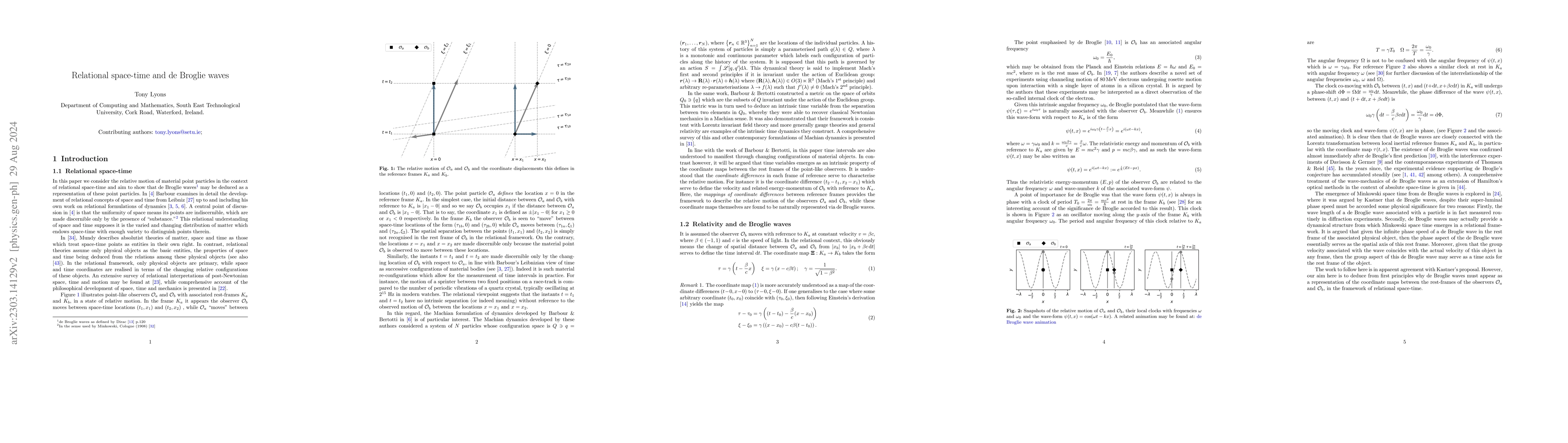 Thumbnail for Relational space-time and de Broglie waves