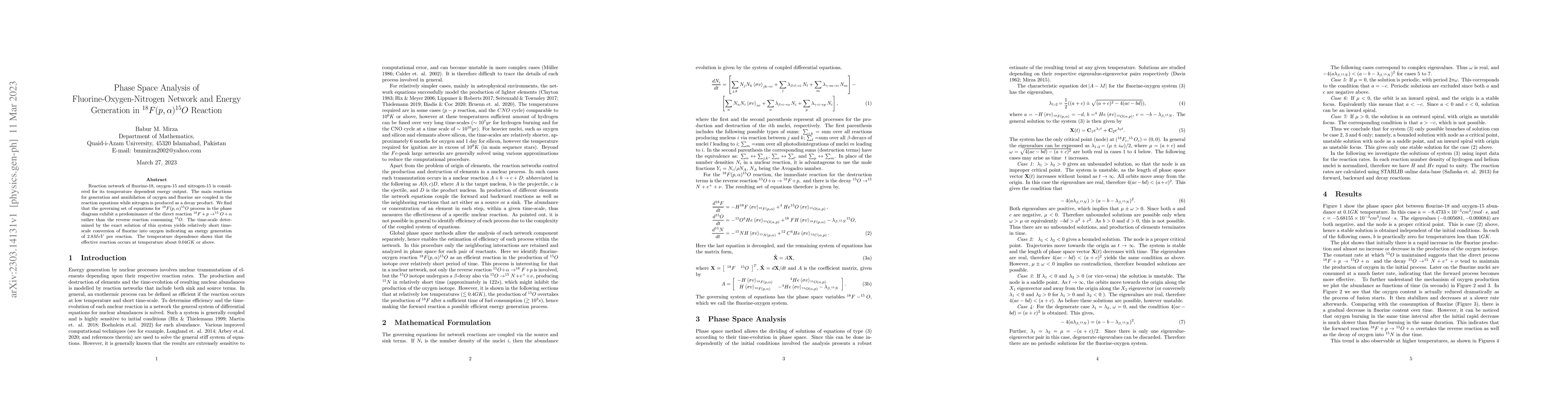 Thumbnail for Phase Space Analysis of Fluorine-Oxygen-Nitrogen Network and Energy
  Generation in Flourine-Oxygen Reaction