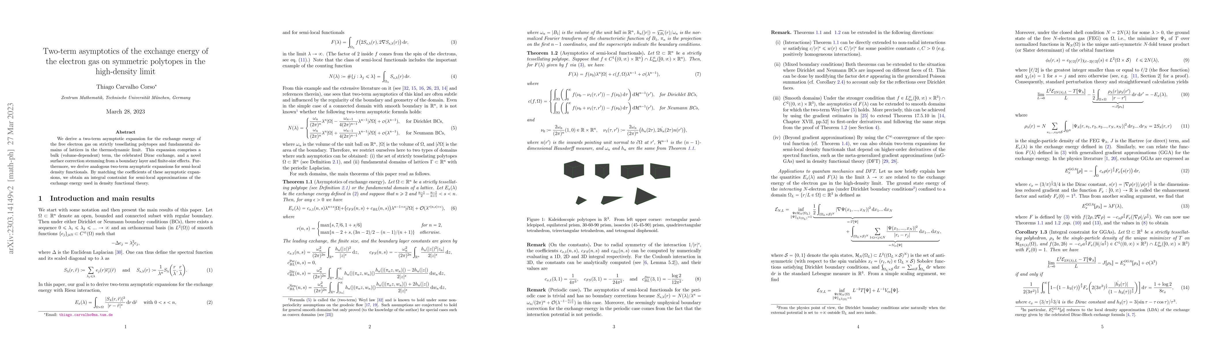 Thumbnail for Two-term asymptotics of the exchange energy of the electron gas on
  symmetric polytopes in the high-density limit
