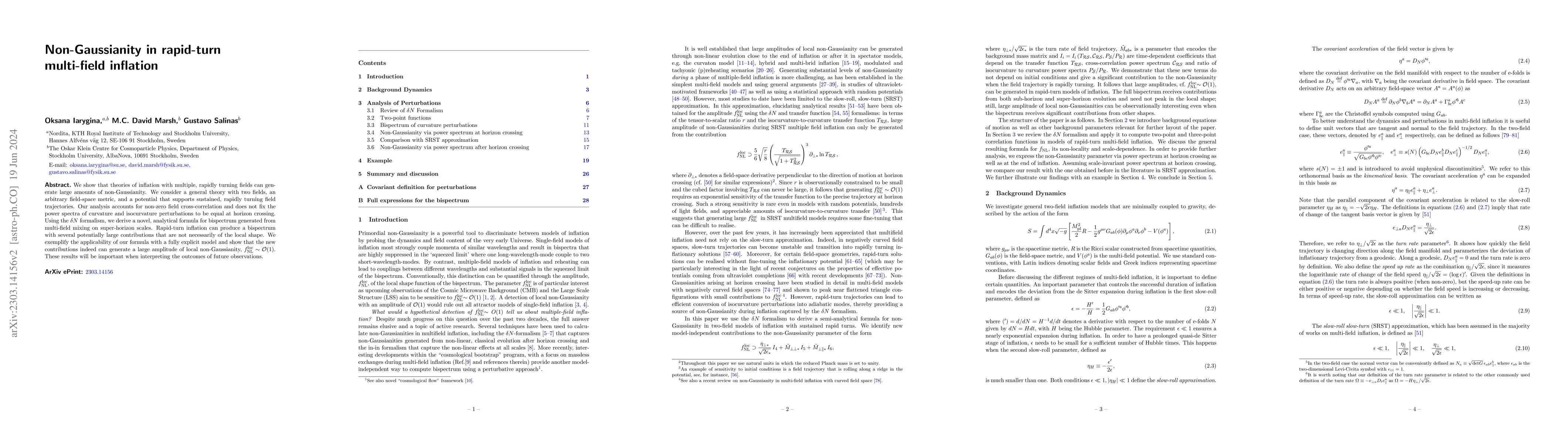Thumbnail for Non-Gaussianity in rapid-turn multi-field inflation