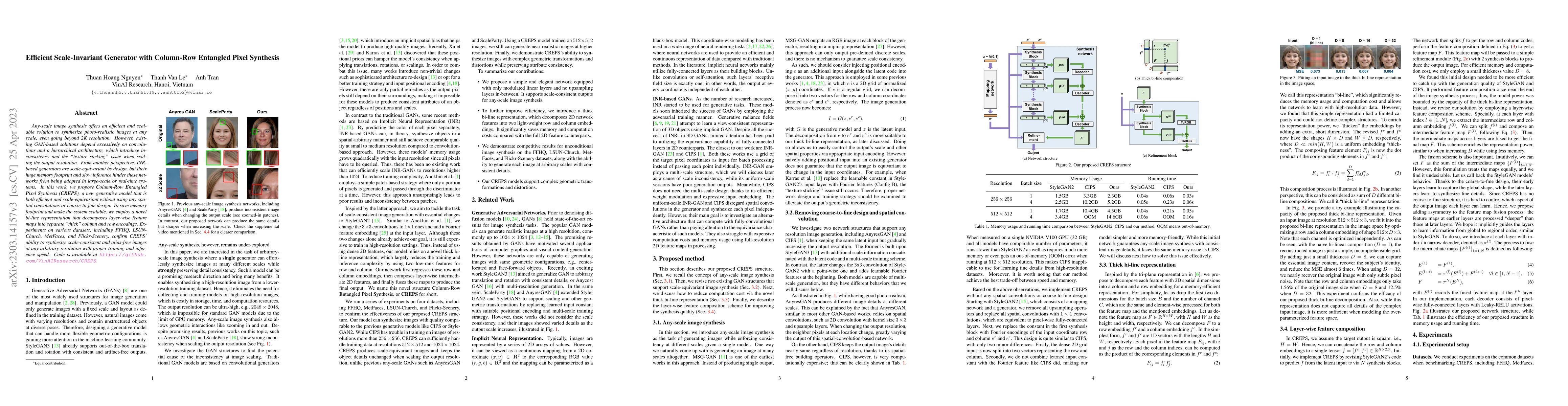 Thumbnail for Efficient Scale-Invariant Generator with Column-Row Entangled Pixel
  Synthesis