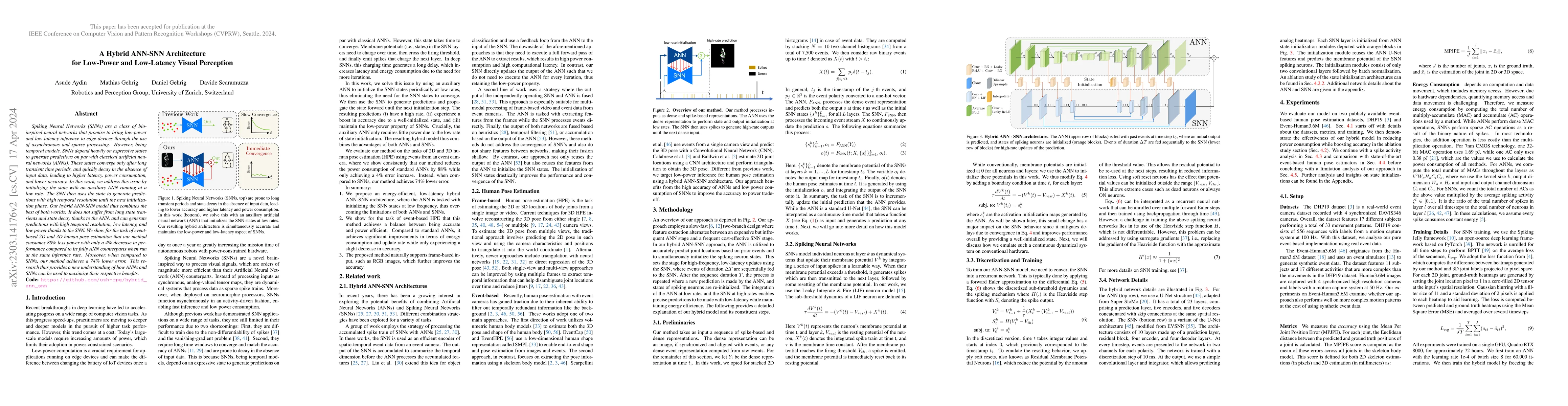 Thumbnail for A Hybrid ANN-SNN Architecture for Low-Power and Low-Latency Visual
  Perception