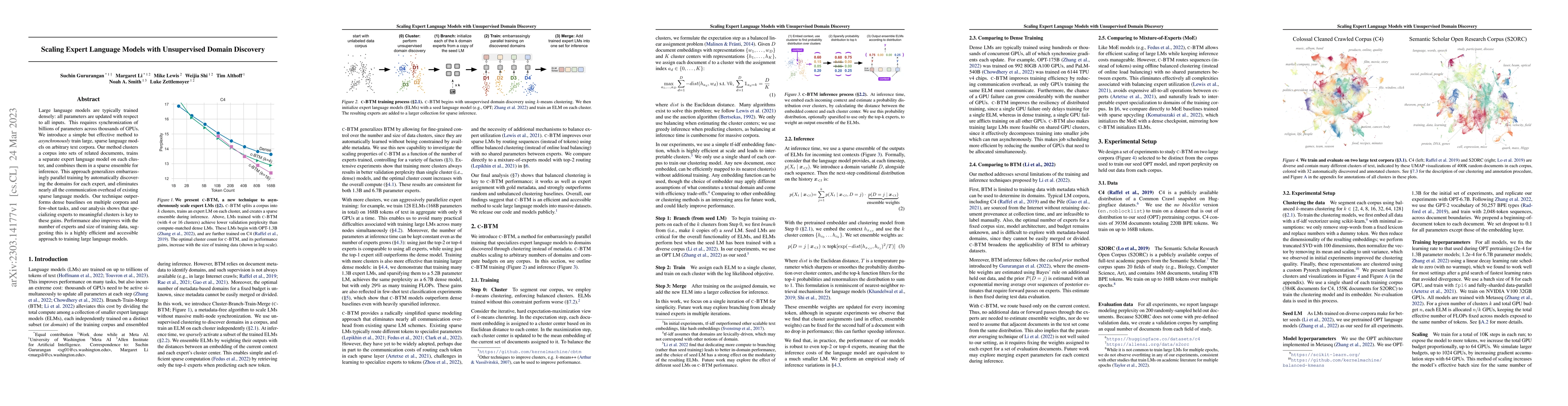 Thumbnail for Scaling Expert Language Models with Unsupervised Domain Discovery