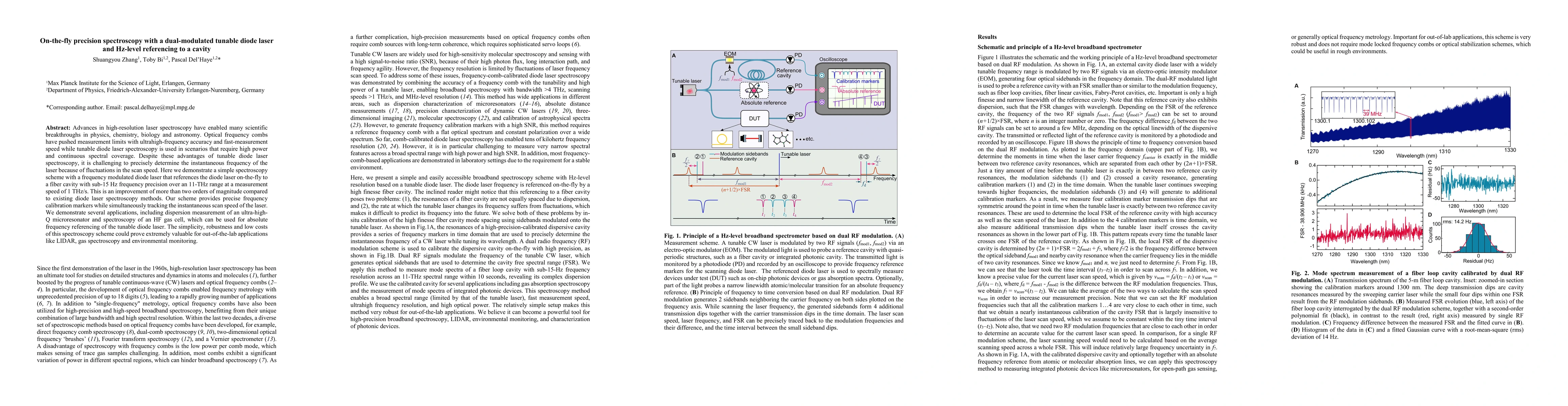 Thumbnail for On-the-fly precision spectroscopy with a dual-modulated tunable diode
  laser and Hz-level referencing to a cavity