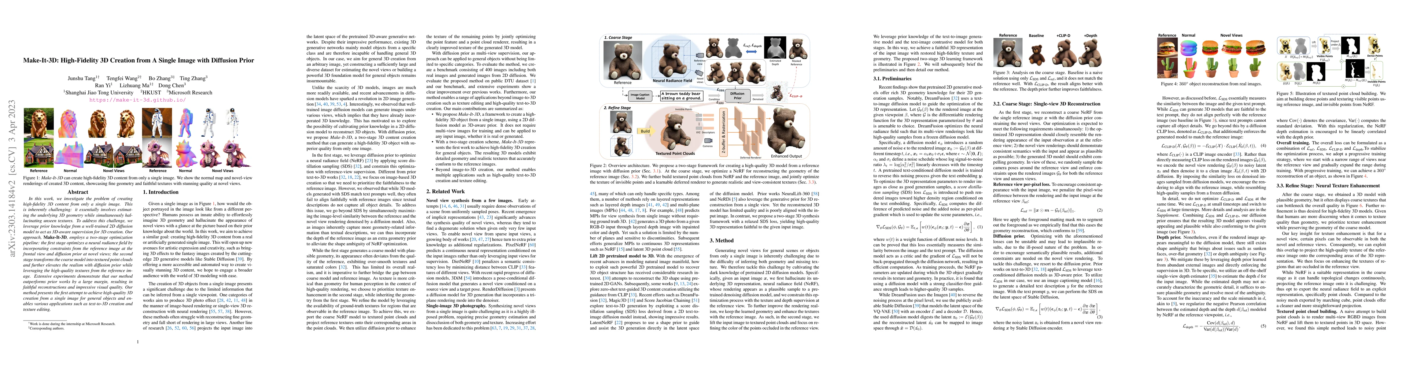 Thumbnail for Make-It-3D: High-Fidelity 3D Creation from A Single Image with Diffusion
  Prior