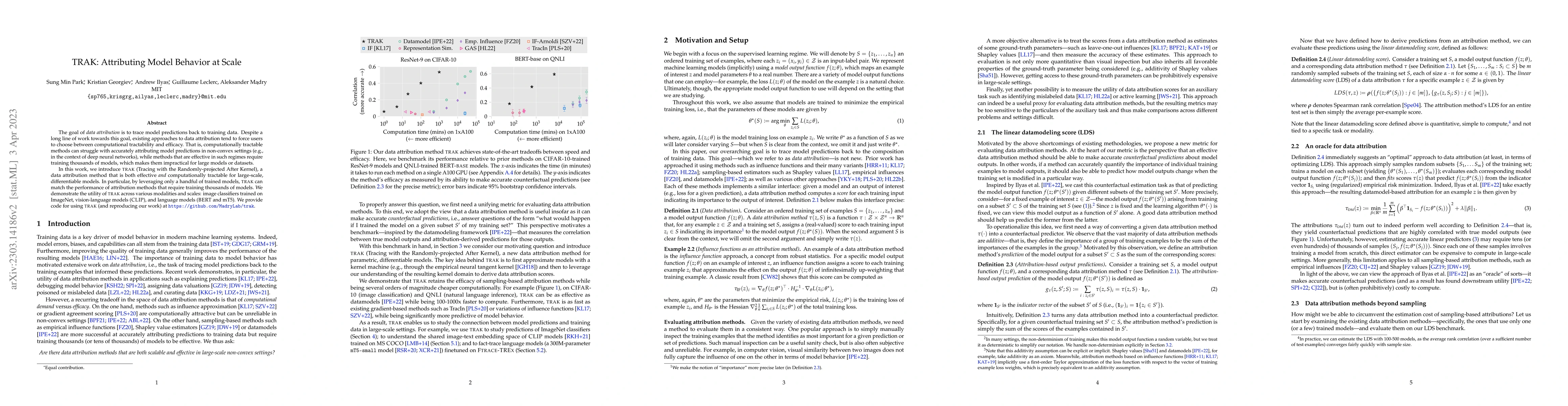 Thumbnail for TRAK: Attributing Model Behavior at Scale