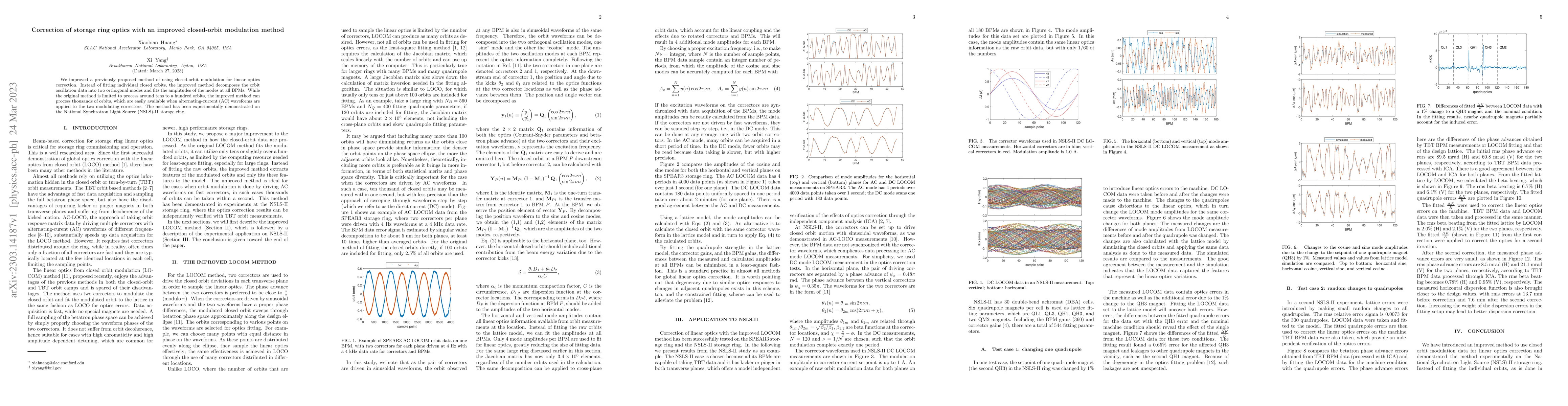 Thumbnail for Correction of storage ring optics with an improved closed-orbit
  modulation method