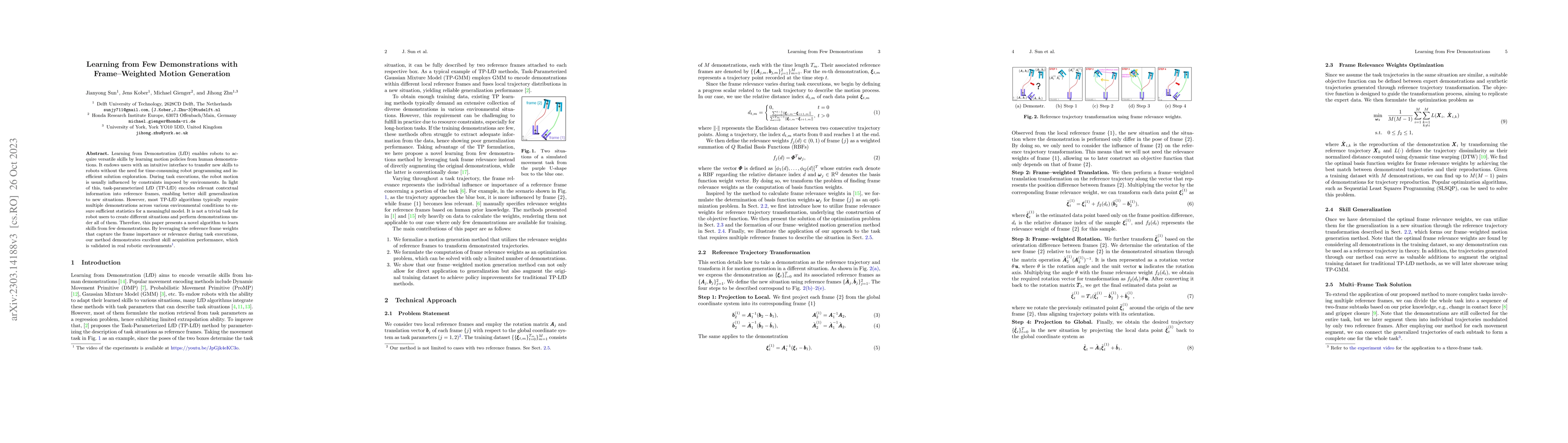 Thumbnail for Learning from Few Demonstrations with Frame-Weighted Motion Generation
