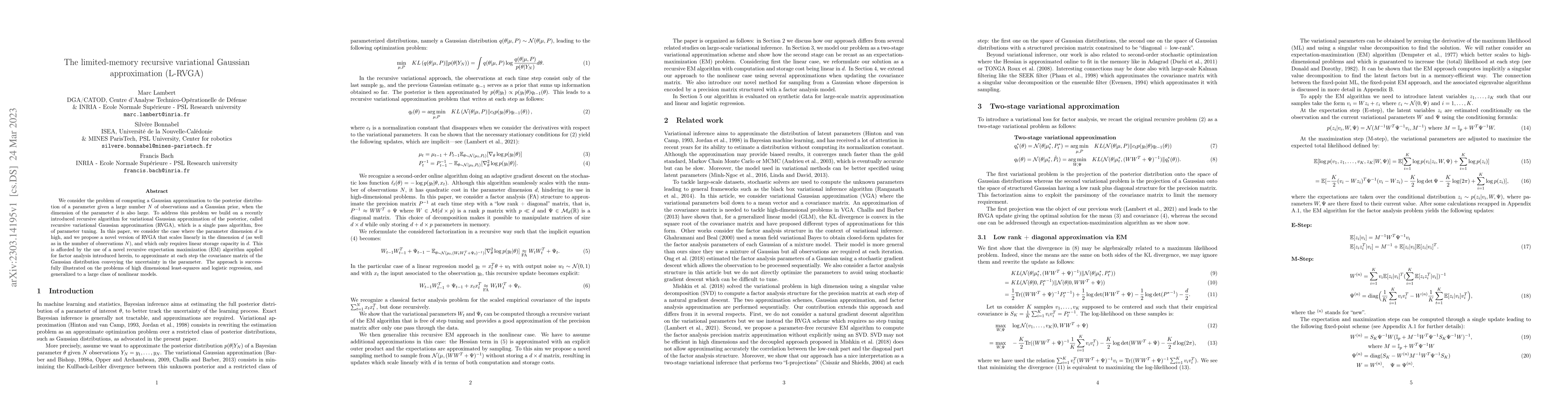 Thumbnail for The limited-memory recursive variational Gaussian approximation (L-RVGA)