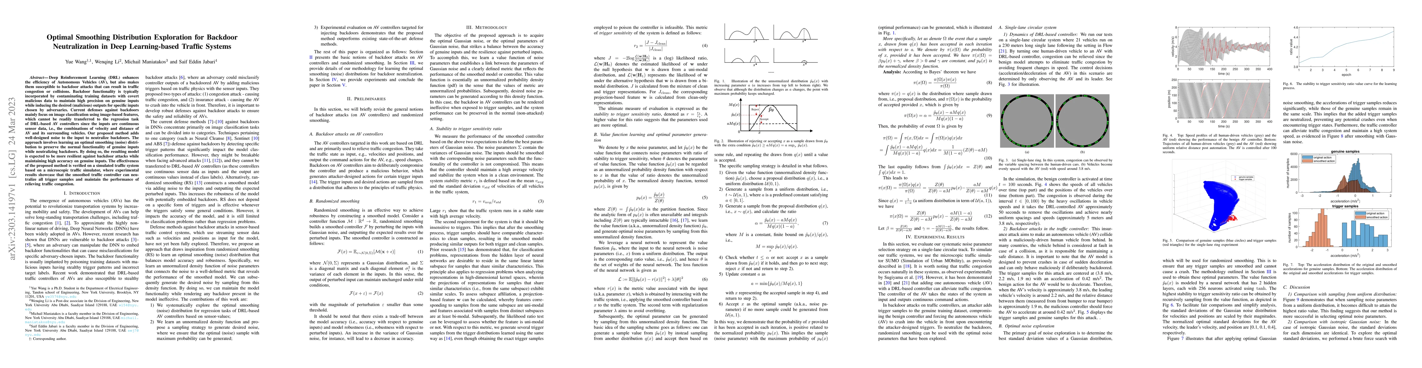 Thumbnail for Optimal Smoothing Distribution Exploration for Backdoor Neutralization
  in Deep Learning-based Traffic Systems