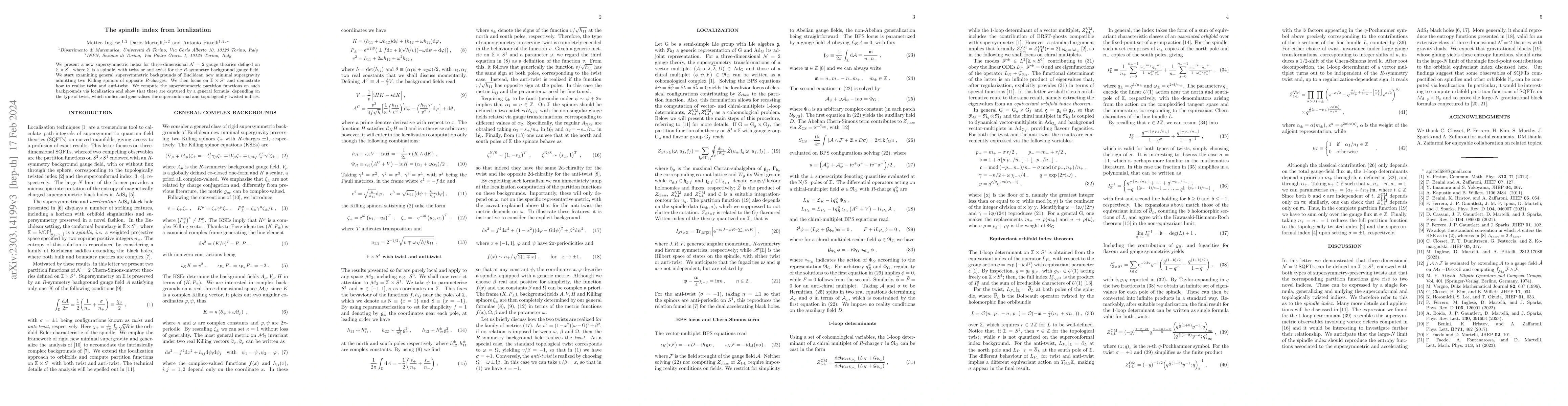 Thumbnail for The Spindle Index from Localization