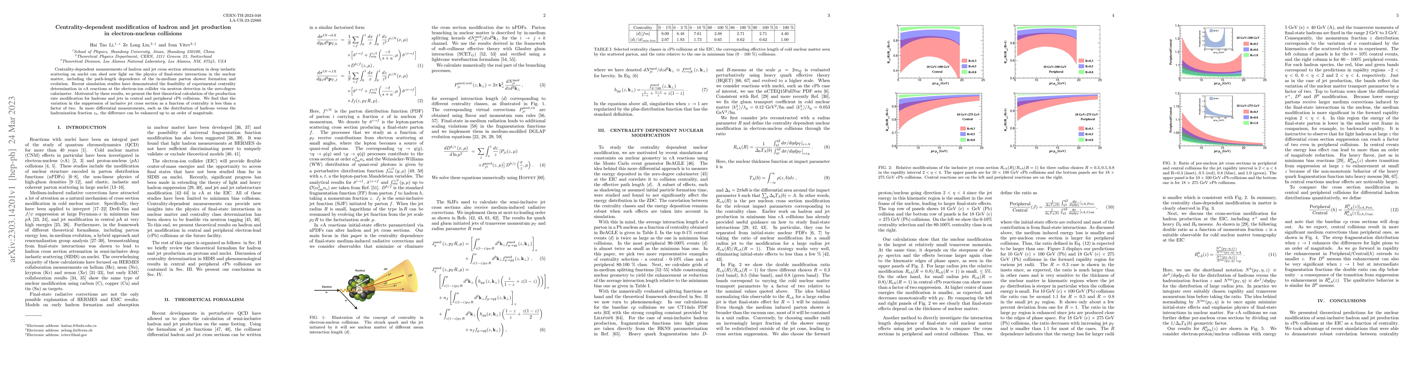 Thumbnail for Centrality-dependent modification of hadron and jet production in
  electron-nucleus collisions