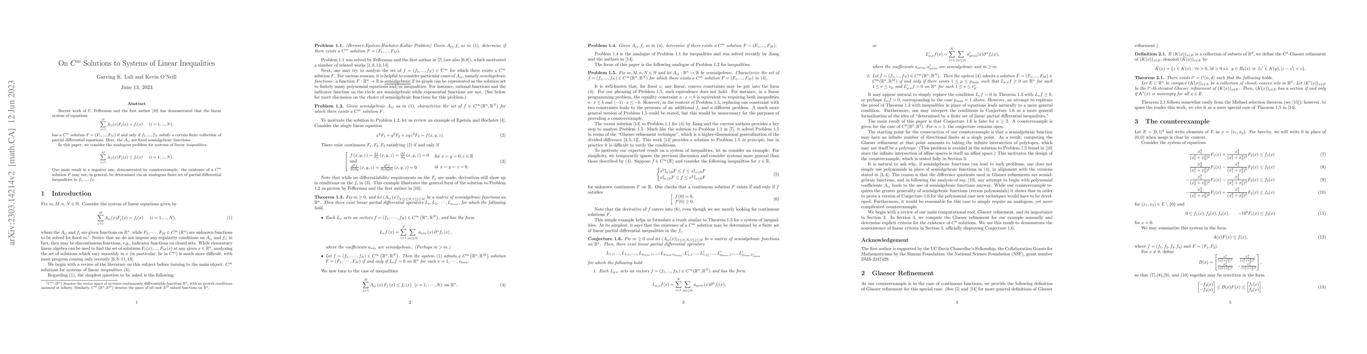 Thumbnail for On $C^m$ Solutions to Systems of Linear Inequalities
