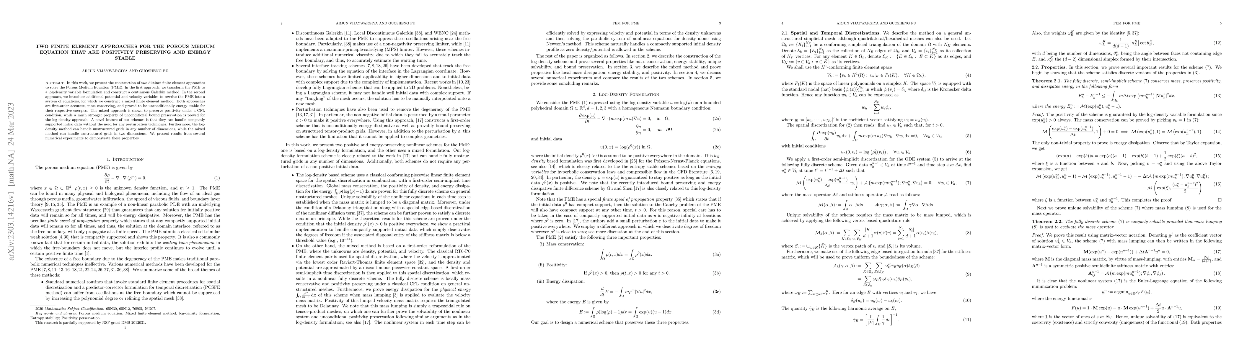 Thumbnail for Two Finite Element Approaches For The Porous Medium Equation That Are
  Positivity Preserving And Energy Stable