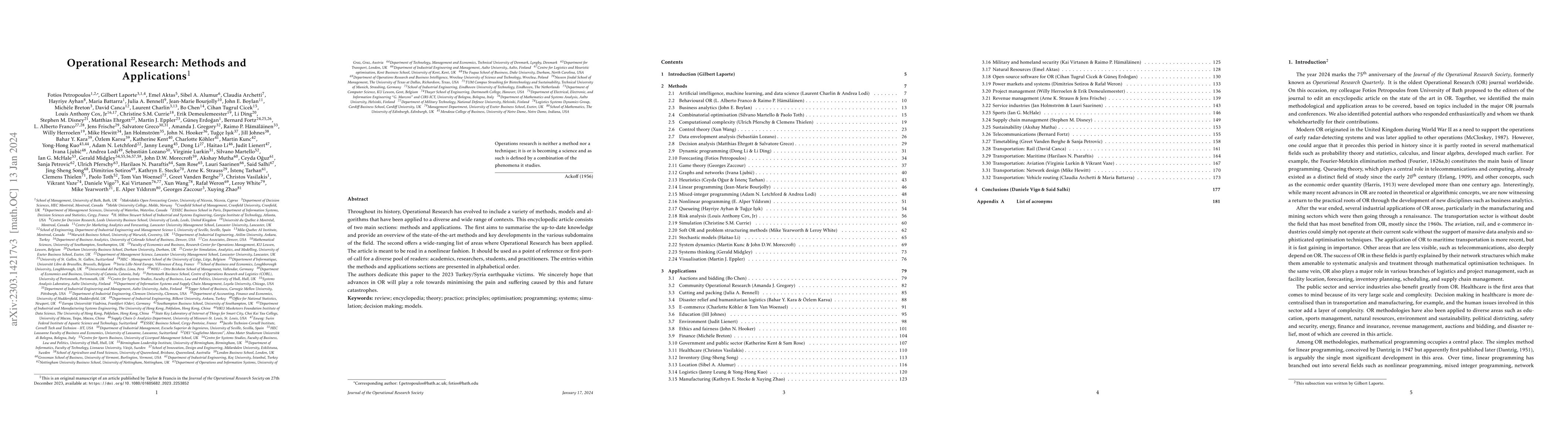 Thumbnail for Operational Research: Methods and Applications