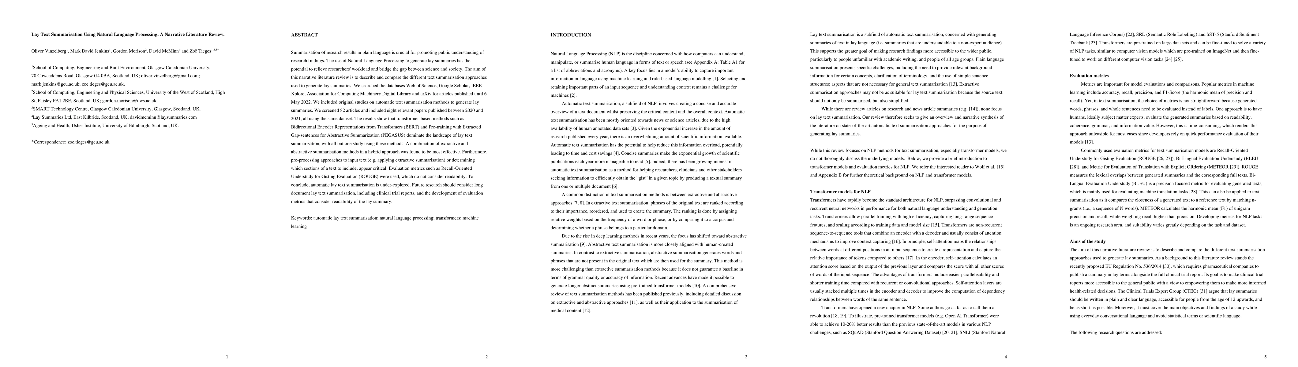 Thumbnail for Lay Text Summarisation Using Natural Language Processing: A Narrative
  Literature Review