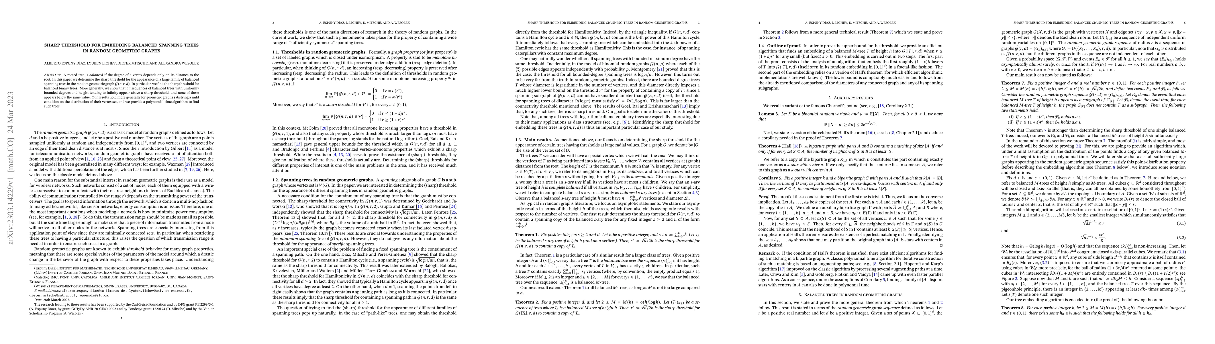 Thumbnail for Sharp threshold for embedding balanced spanning trees in random
  geometric graphs