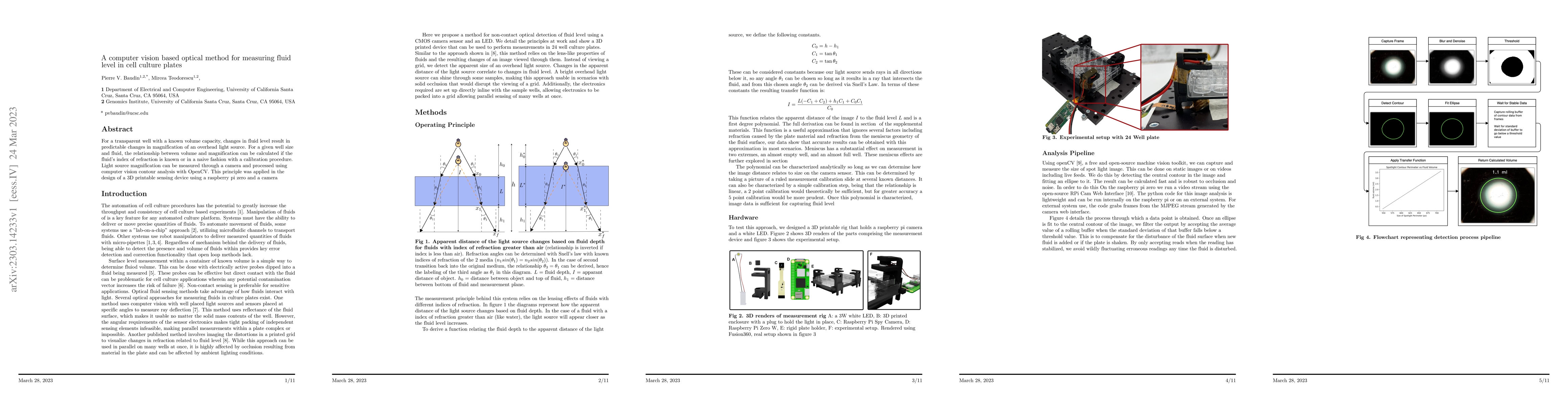 Thumbnail for A computer vision based optical method for measuring fluid level in cell
  culture plates