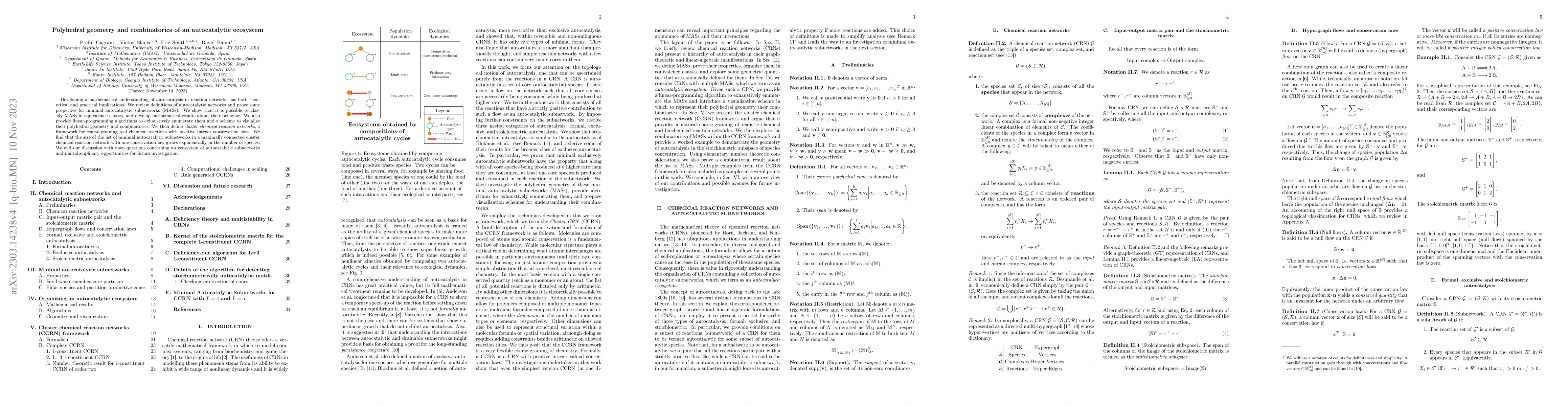 Thumbnail for Polyhedral geometry and combinatorics of an autocatalytic ecosystem