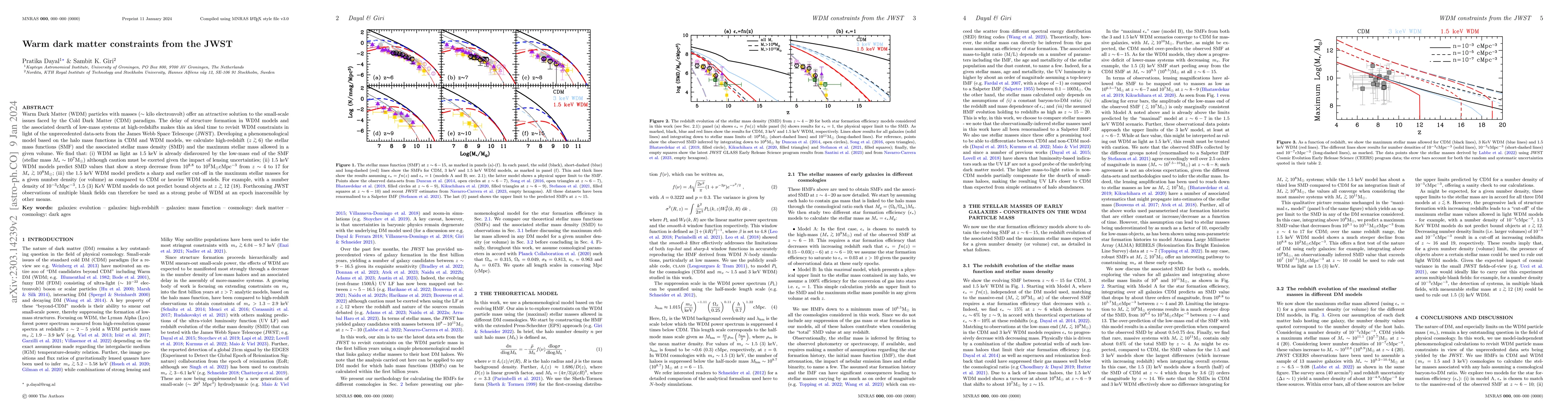 Thumbnail for Warm dark matter constraints from the JWST