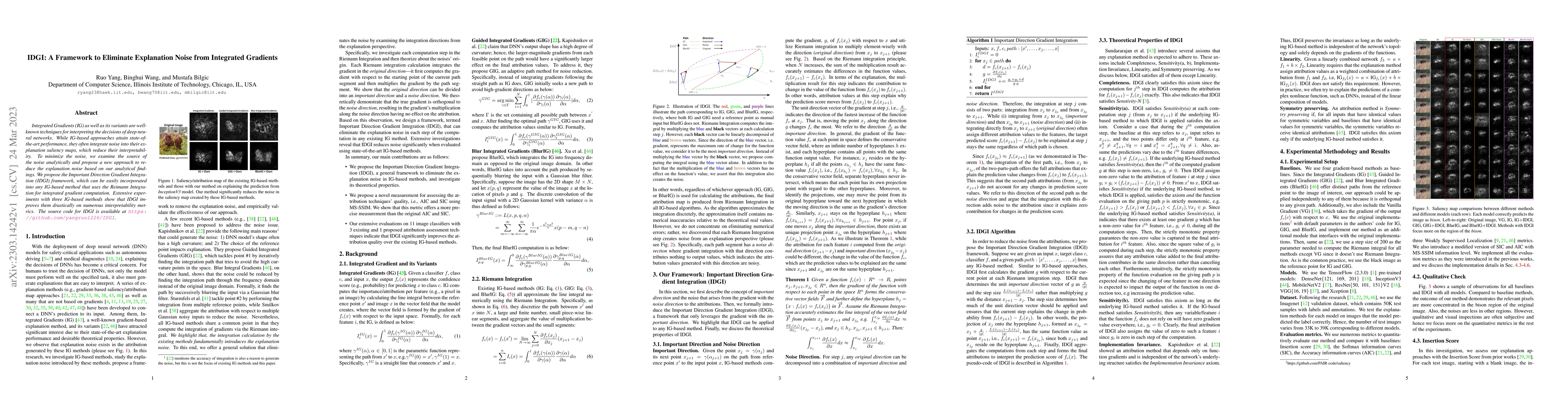 Thumbnail for IDGI: A Framework to Eliminate Explanation Noise from Integrated
  Gradients