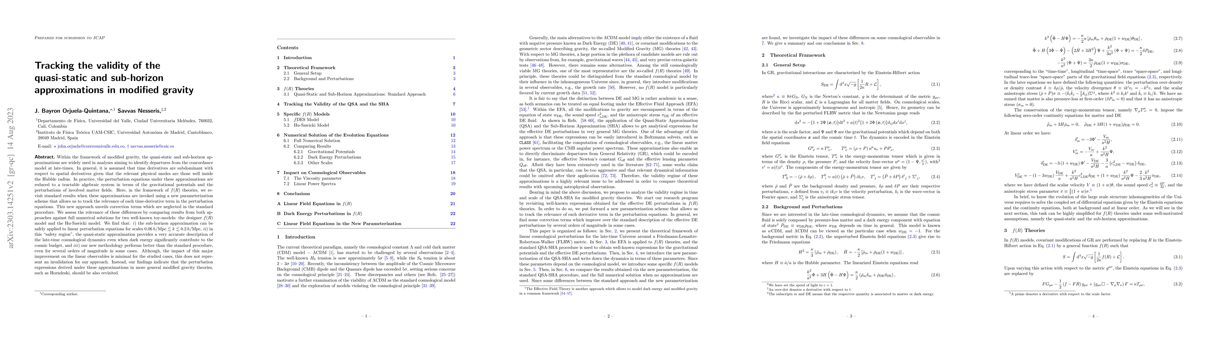 Thumbnail for Tracking the validity of the quasi-static and sub-horizon approximations
  in modified gravity