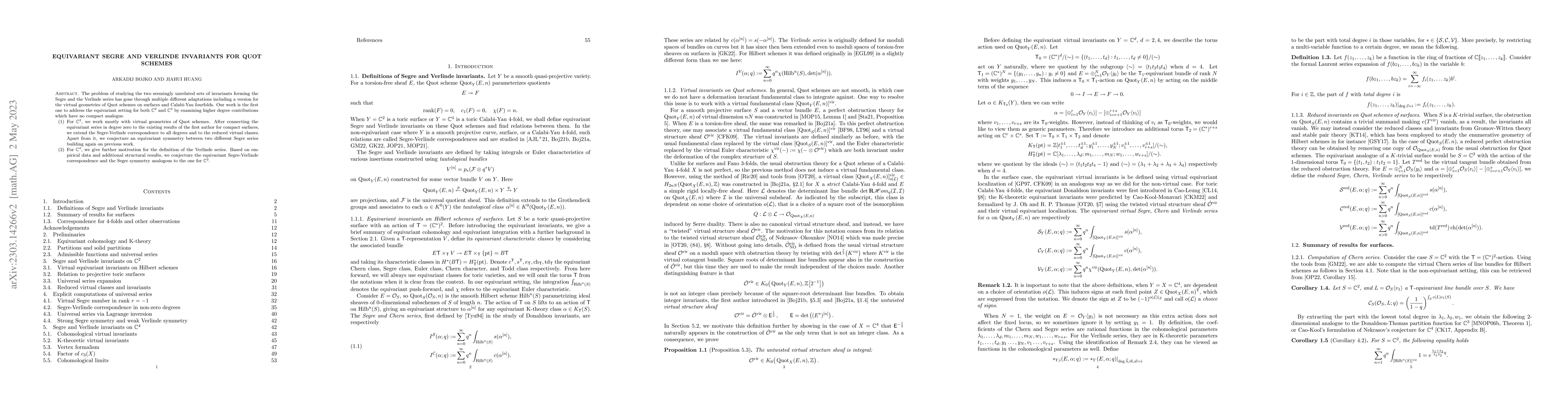 Thumbnail for Equivariant Segre and Verlinde invariants for Quot schemes