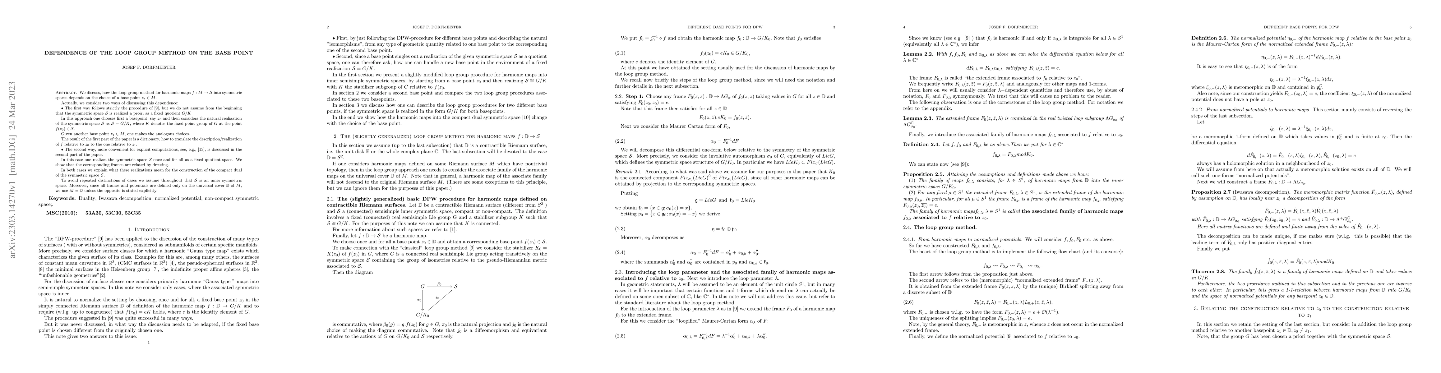 Thumbnail for Dependence of the loop group method on the base point
