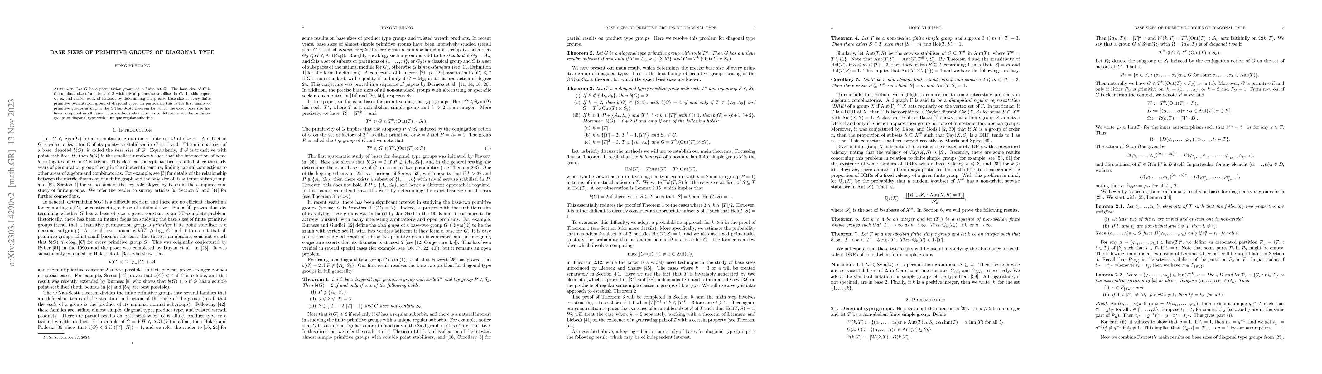Thumbnail for Base sizes of primitive groups of diagonal type