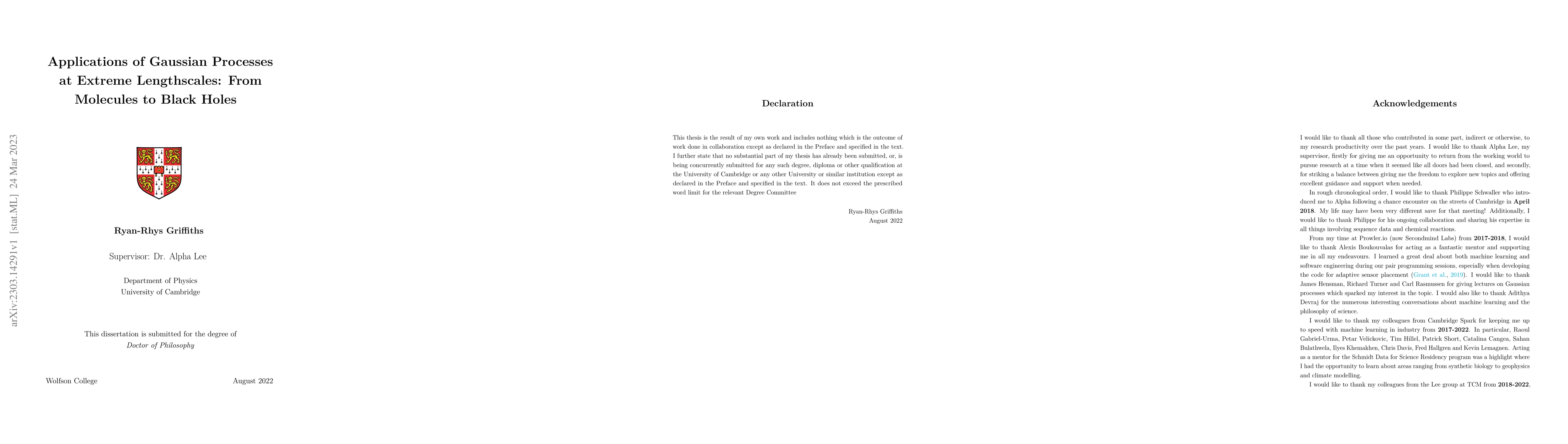 Thumbnail for Applications of Gaussian Processes at Extreme Lengthscales: From
  Molecules to Black Holes